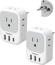 2 Pack Brazil Plug Adapter 7-in-1 US to Brazil Travel Charger w/ USB-C