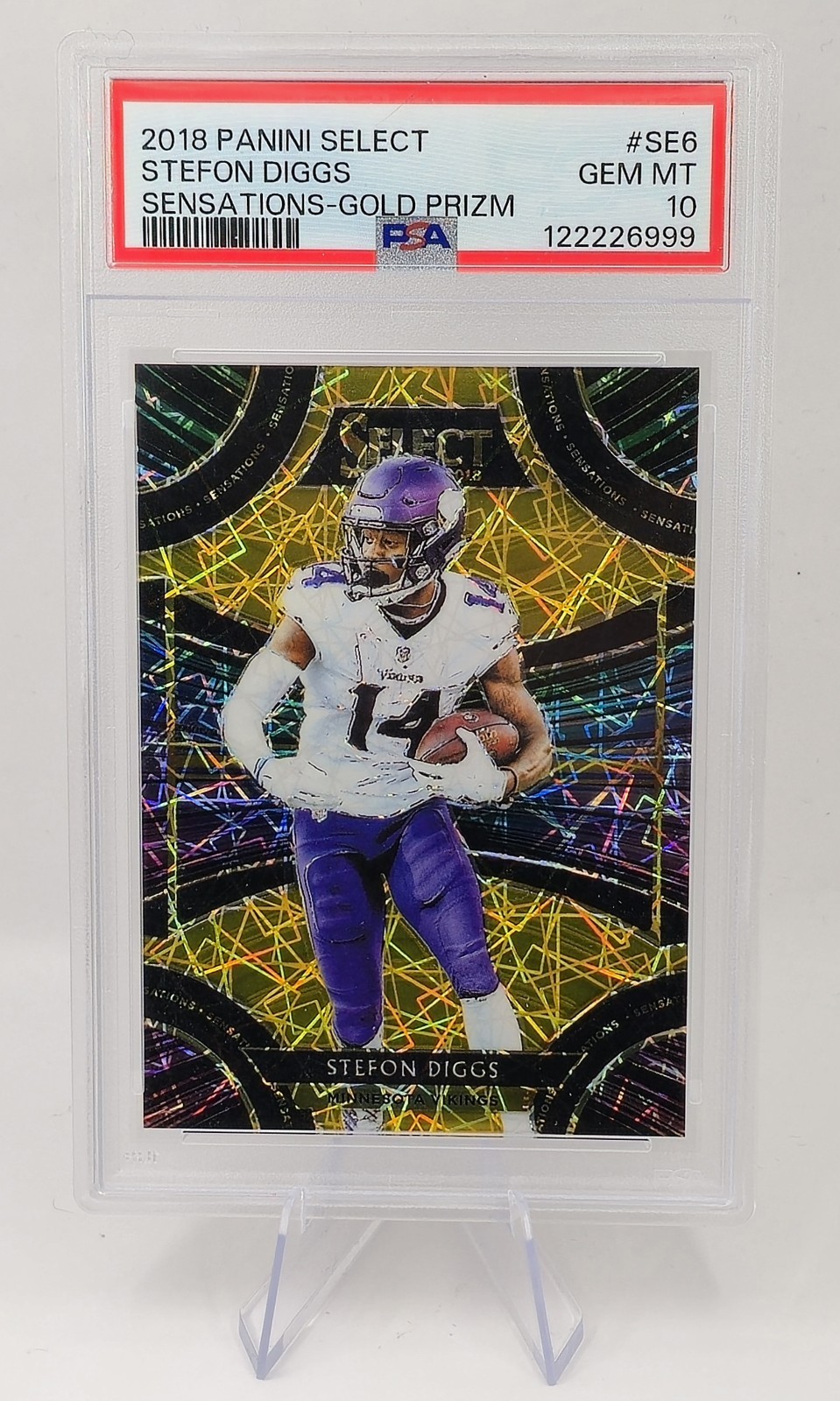 2018 Panini Select Stefon Diggs Gold Sensations Prizm /10 PSA 10 Vikings SSP 🔥