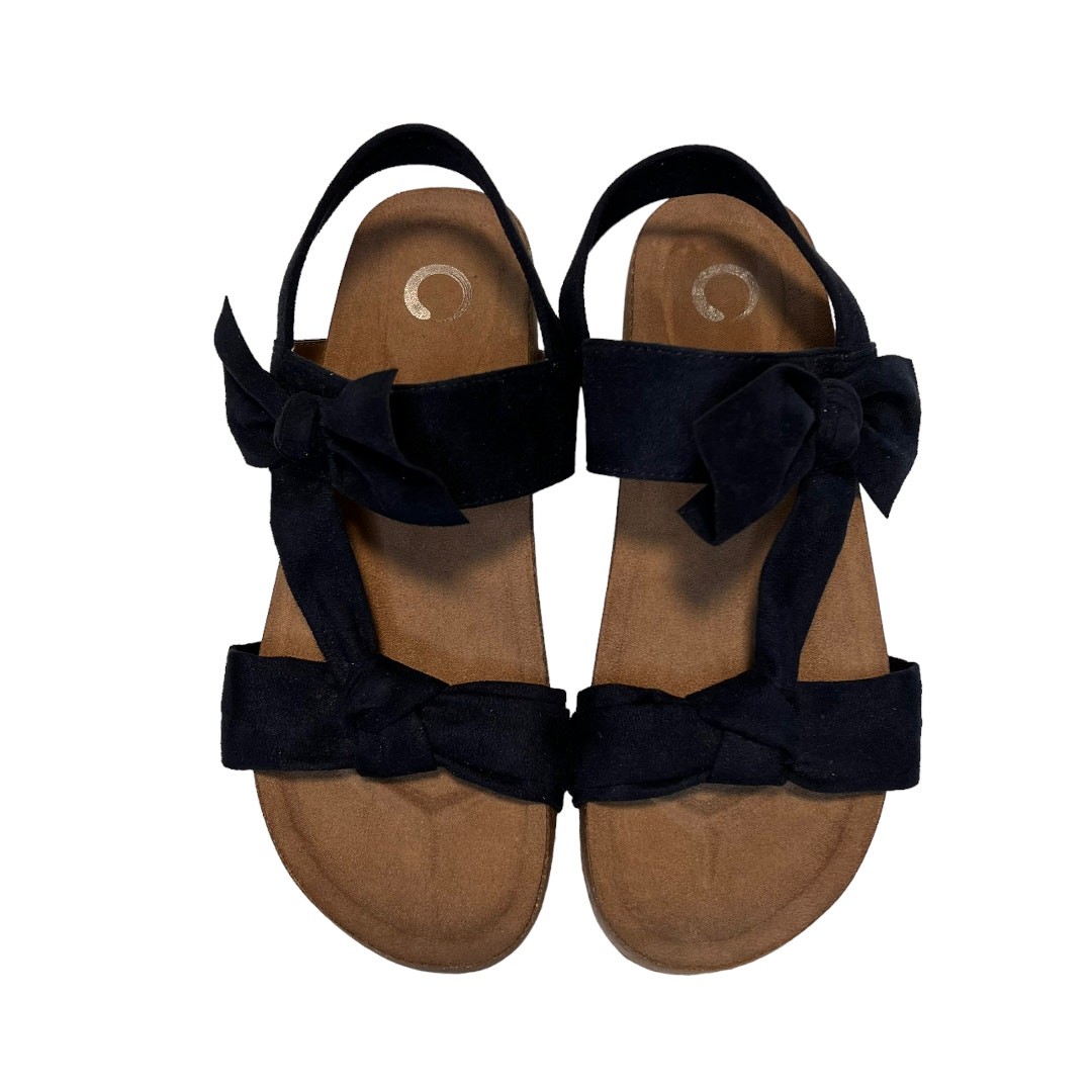 APL Journee Collection Xanndra Sandalo Multi Strap Flat Navy Annodato Fiocco Taglia 9 5 Nuovo