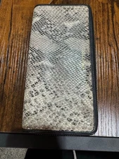 Cole Haan Women's Black Snakeskin Zip-Around Wallet