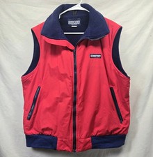 Vintage Lands End Made In USA Red Vest Nylon Fleece Lined Men's Large Full-Zip