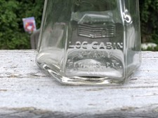 RARE Vintage Clear Glass Log Cabin Syrup Bottle Pitcher & Cap