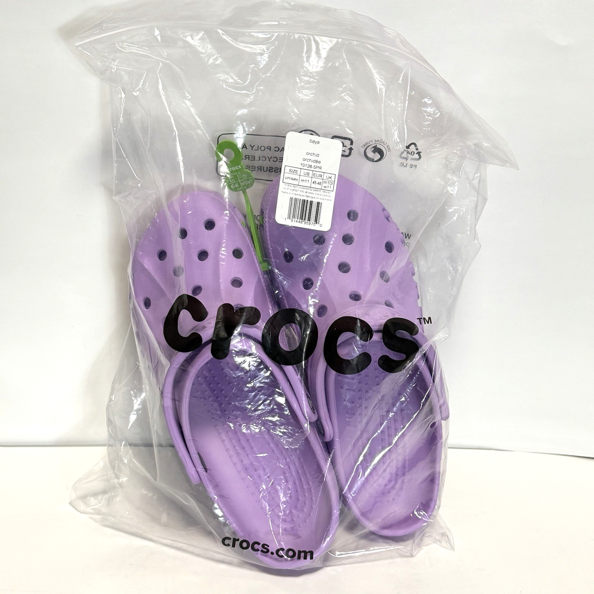 Crocs Baya Clogs Orchid Adult Size Men 11 Women 13 Purple 