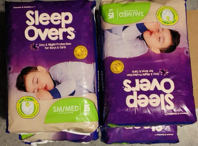 4 pack 60 Ct Sleep Overs Cuties Youth Underwear SM MED 38-65 lbs
