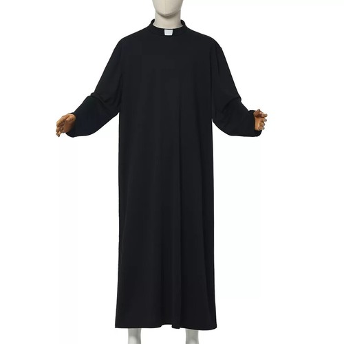 Mens Clergy Robe Catholic Pulpit Priest Robe Pastor Robe with Clerical Collar - Picture 7 of 14
