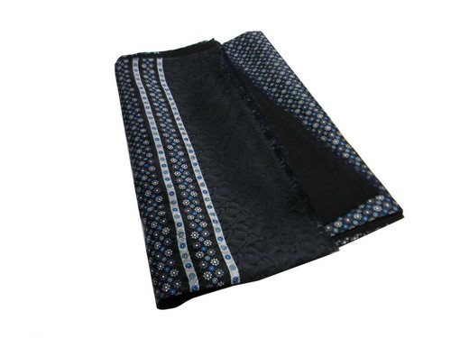 SCIARPA DOUBLE SETA LANA nera UOMO SILK WOOL SCARF DOPPIA disegni bianchi grigi - Photo 11/16