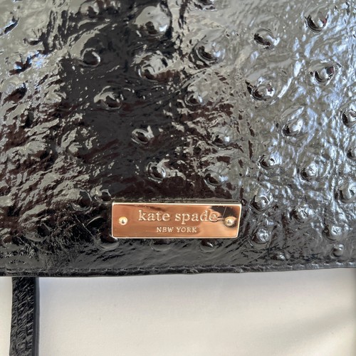 KATE SPADE Kaley Convertible Clutch Ostrich Embossed Black Leather - Picture 4 of 8