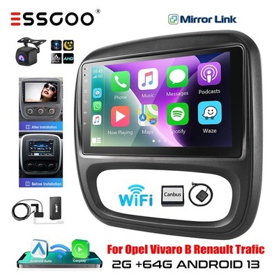 DAB+ Carplay Autoradio Android 13 2+64G GPS NAVIGATOIN Kamera Für Opel Vivaro B