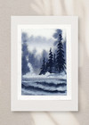 ACEO/ ATC Watercolor Seascape Ocean Misty Frost Water Beach Island OOKA Painting — photo 5