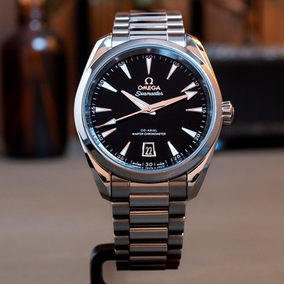 Omega Seamaster Aqua Terra Black Dial 38mm Complete Set Stainless Steel Bracelet