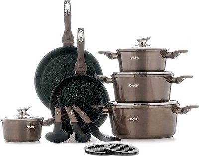 DMS GERMANY Topfset Premium Set 15Teile MARBEL COATING TSM4015CM
