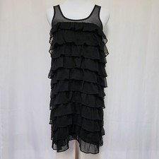 Y2K Wmn's AEO Black Crepe Tiered Sleeveless Dress Witchy Fairy Whimsigoth Size S