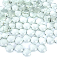 5 Lb Clear Flat Glass Marbles, 500PCS Clear Flat Gems Transparent Aquarium Pebbl