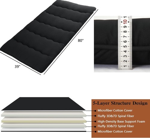 Foldable Japanese Floor Mattress Twin/Full/Queen Roll Up Mattress Sleeping Pad - Picture 14 of 25