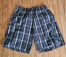 Shaka Wear Men's Checkered Relaxed Fit Plaid Cargo Shorts Loose 4XL