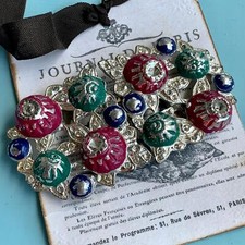 Vintage Pot Metal  Rhinestone Sash Belt Buckle