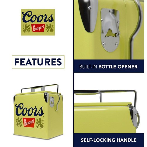 Koolatron Chest Cooler 13L 14Qt 18Can Stainless-Steel+BottleOpener Yellow/Silver - Picture 6 of 9