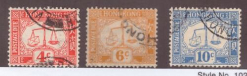 Hong Kong Scott# J3-J5 perforation 14 watermark 4 used Scott=$30