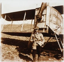 Military Airplane Brequet 14 France c1918 Stereo Glass Plate Vintage Vn6