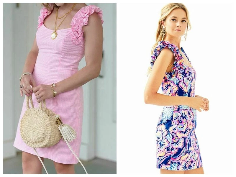 Lilly Pulitzer Devina Stretch Dress pink NAVY 98 cotton eBay