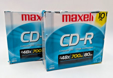 Maxell 10 Pack CD-R 700mb 80min 48x Recordable Media Slim Jewel Cases Lot of 2
