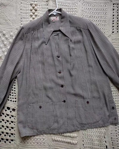 Vintage 1930s 1940s Women's Lightweight Plaid Hollywood jacket L Sportswear - Picture 7 of 7