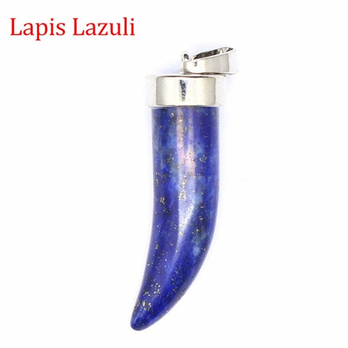 Chakra Crystal Natural Gemstones Pendant Ox Horn Bull Horn Shape Reiki Healing - Picture 10 of 14