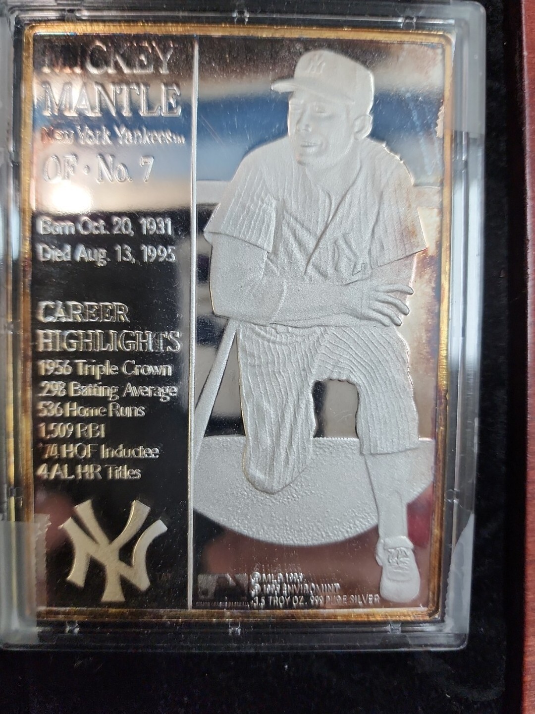 Mickey Mantle Rare Fine GoldSilverBronze Limited Edition 3 Card set