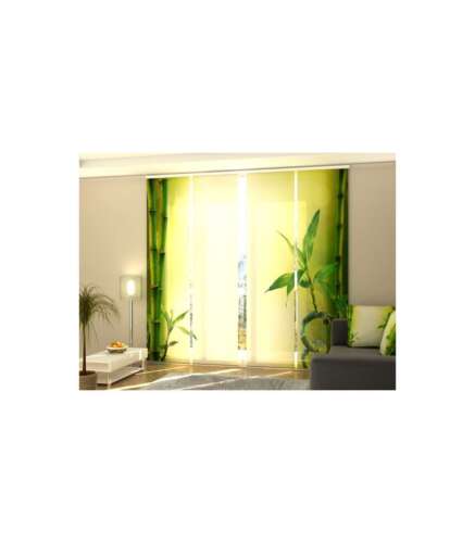 WMIRA Set of 4 Japanese Panels with a 4-Way Rail Fresh V-Color Bamboo-
