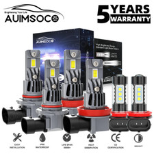 6x LED Headlights High Low + Fog Lights White For Ford EcoSport 2018 2019 2020