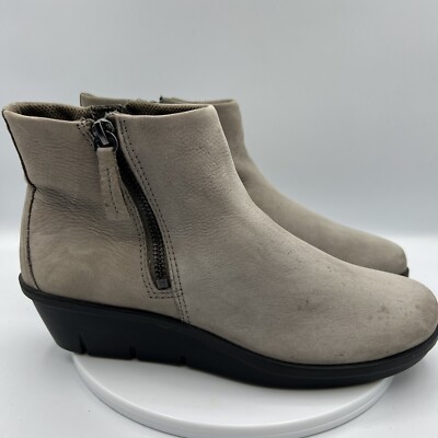 Ecco Women s Boots, Gray Zip Ankle Booties, Size EU 38, US 7.5