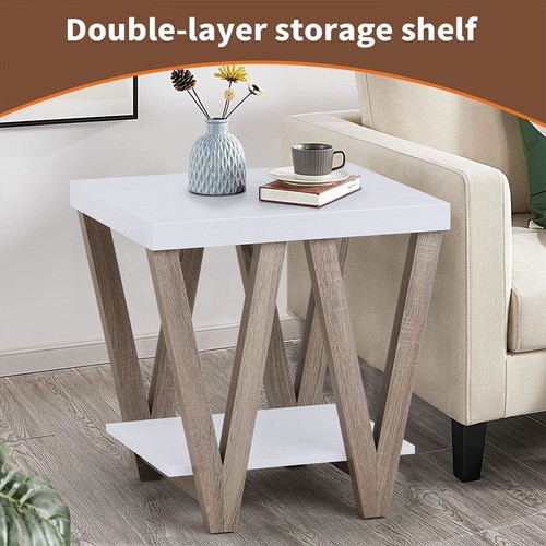 Familand Side End Table Night Stand Nesting Bedside Tables Storage Shelve Wooden - Picture 3 of 9