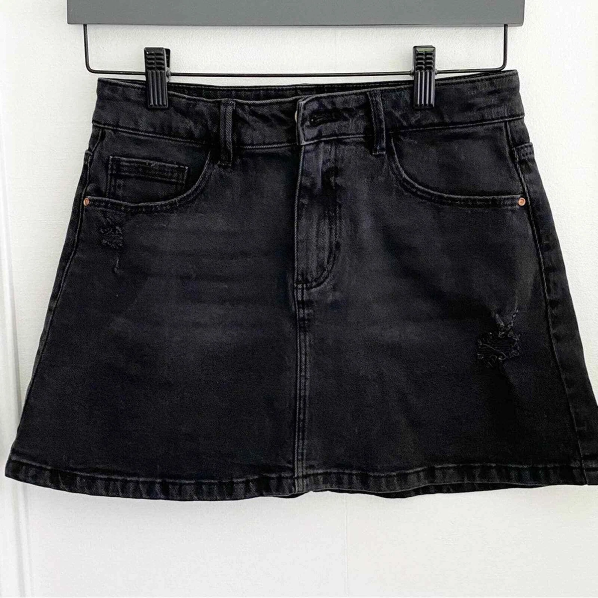 Black denim skirt size 12 cheap