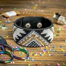 DIY Bead embroidery kit on artificial leather Bracelet