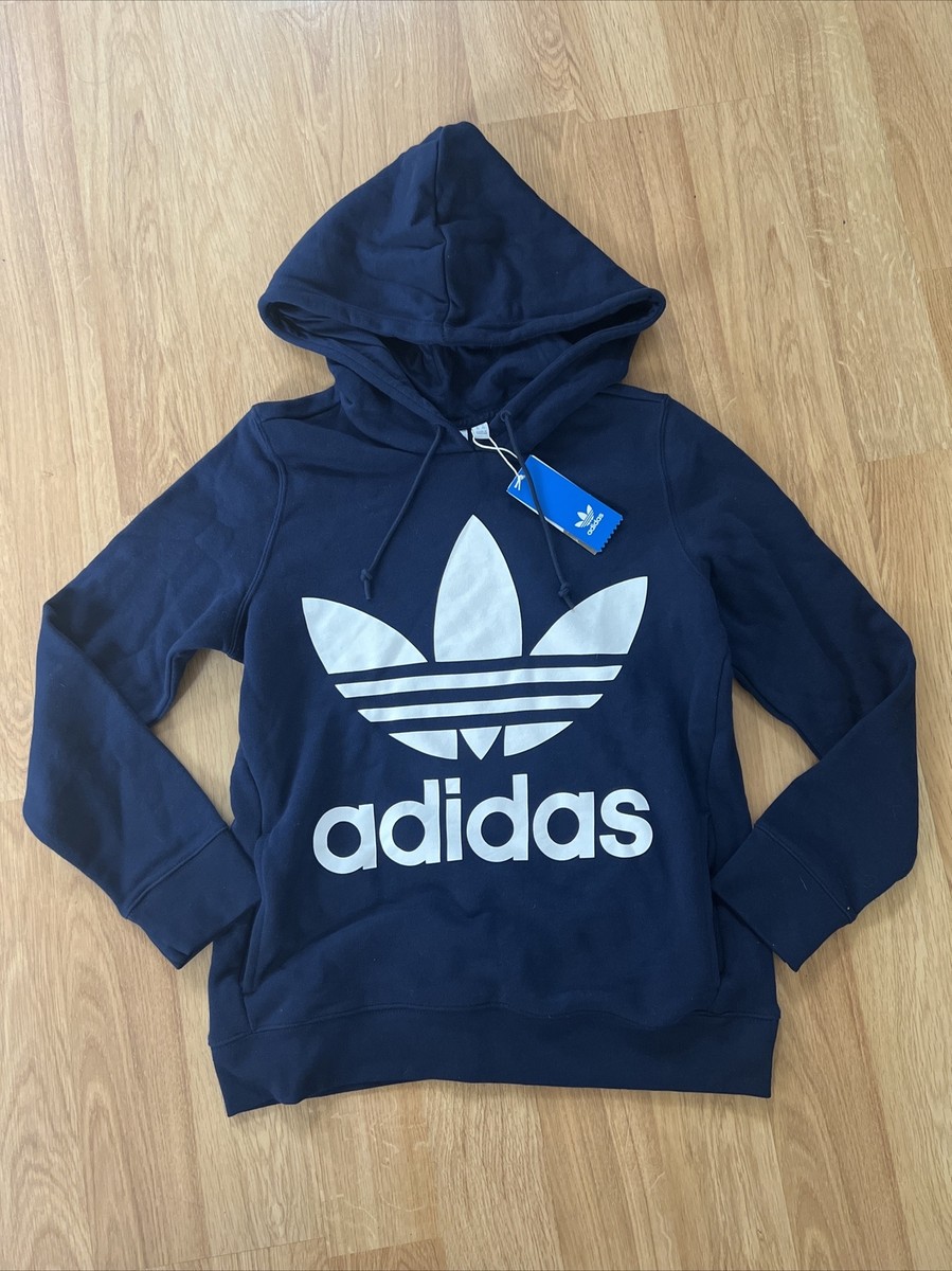 Adidas Trefoil Hoodie CE2410 Navy Sweatshirt Size Small NWT