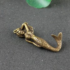 Pure Brass Mermaid Key Chain Keyring Figurine...