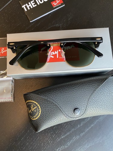 New Ray-Ban Clubmaster RB3016 Black Frame - Green G15 lenses Sunglasses - Picture 10 of 11