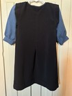 Amish Dress, Little Girls, Dark Blue with black apron, handmade — photo 2