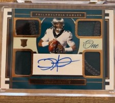 2020 Panini One JALEN HURTS Rookie Quad Patch Autograph Bronze # /25 RPA Auto