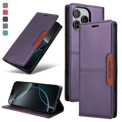 For iPhone 16 Pro Max 15 14 13 12 Full Body Cover Leather Flip Wallet Stand Case