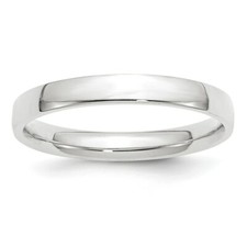 Real 14kt White Gold 3mm Lightweight Comfort Fit Wedding Band Size 6
