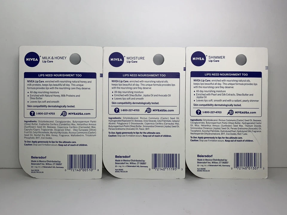 3  Nivea Lip Care Combo, Milk & Honey, Moisture & Shimmer, 1 of Each Lip Balm  - Image 2 of 2