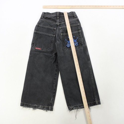 Rare Vintage JNCO CO. Crown Logo Wide Leg Baggy Denim Jeans 2000s Black Youth 8 - Picture 7 of 10