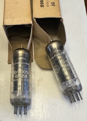 NOS Match PAIR 6005 6aq5 Mil Spec Audio Tubes Black Plate D Getters Jan JG 6AQ5W