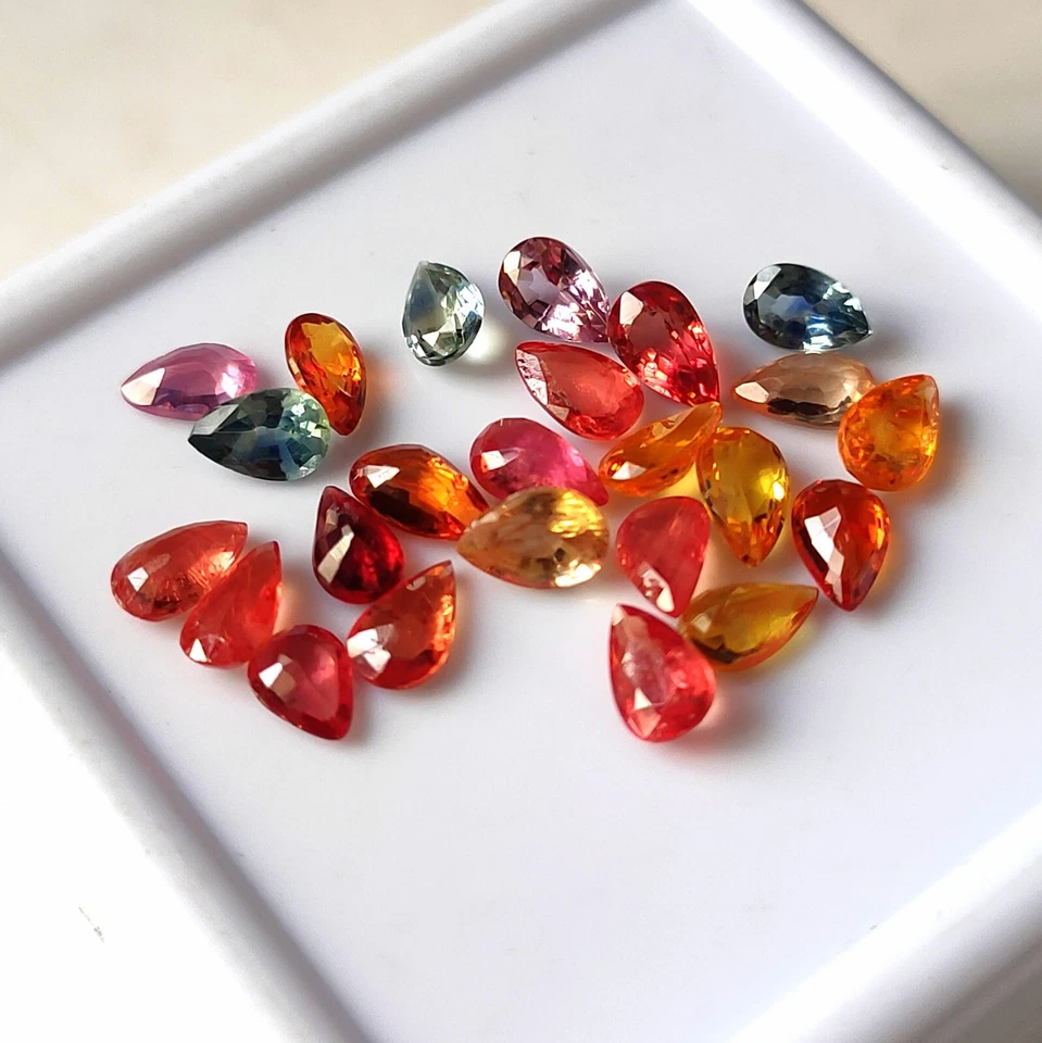 3X5 MM PEAR CUT AAA+ NATURAL MULTI SAPPHIRE FACETED CALIBRATED GEMSTONE 25 PIECE - Image 2 of 4