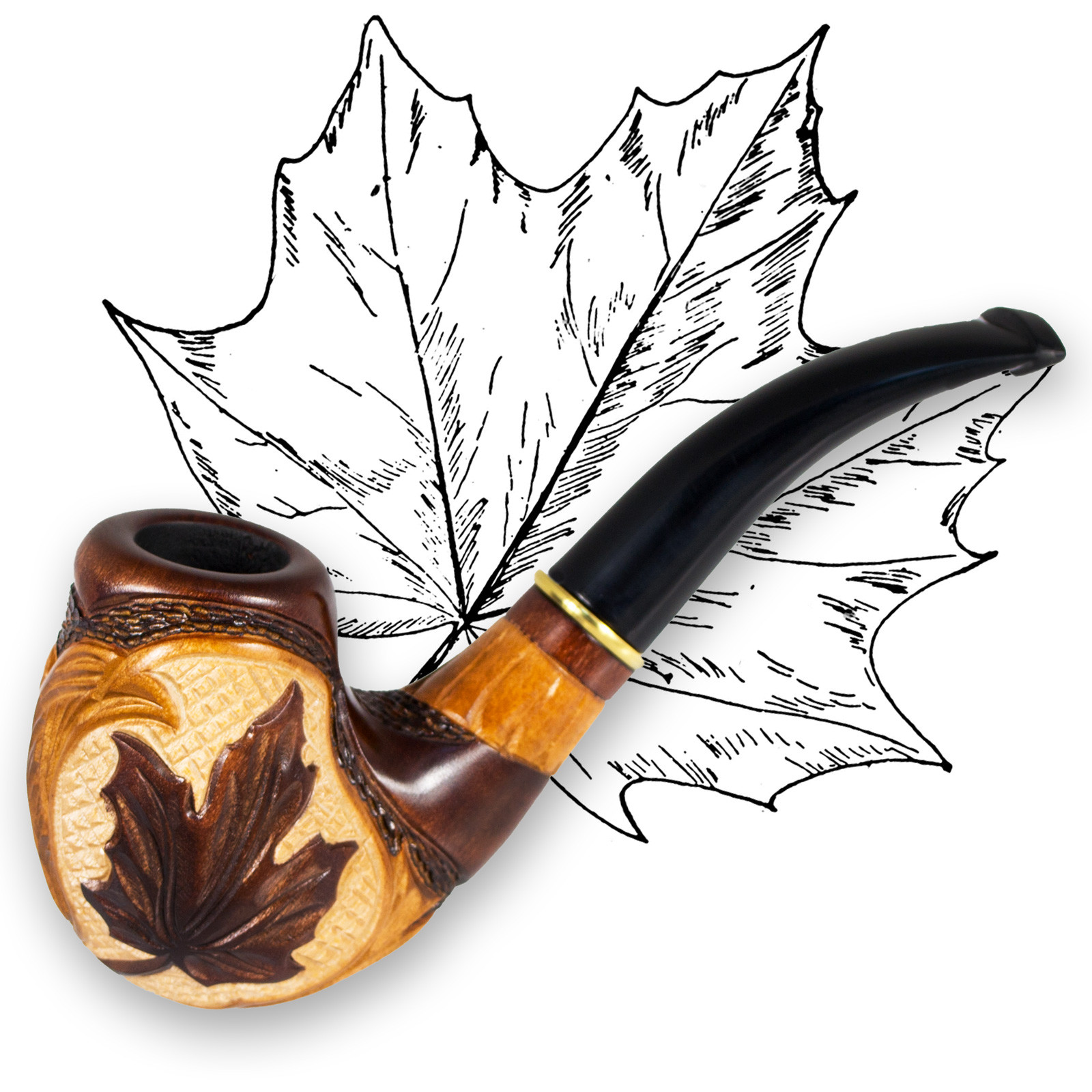 Luxury Tobacco Smoking Pipe 6" Canadian MAPLE LEAF Design Pear Wood