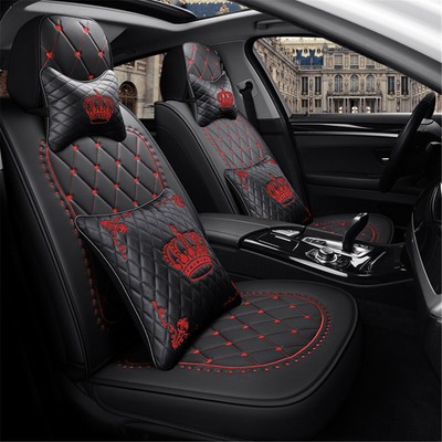 Luxury Full Set Universal Car Auto 5-Seats PU Leather Seat Cover Cushion Pad Mat