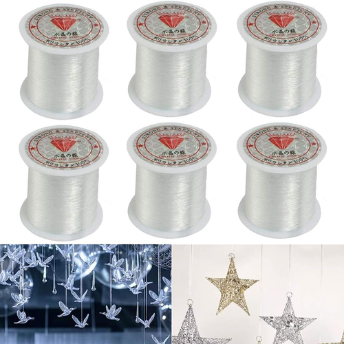 6 Roll Transparent Fishing Thread, Clear Fishing Line Jewelry String