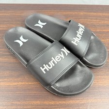 Hurley Slide Sandal Mens 9 Black Slip On Spell Out - Unworn
