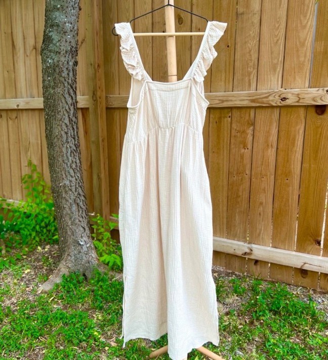 magaschoni cotton gauze dress Magaschoni- 100% Organic Cotton Gauze FLow Style Maxi Dress (SAND COLOR)-M